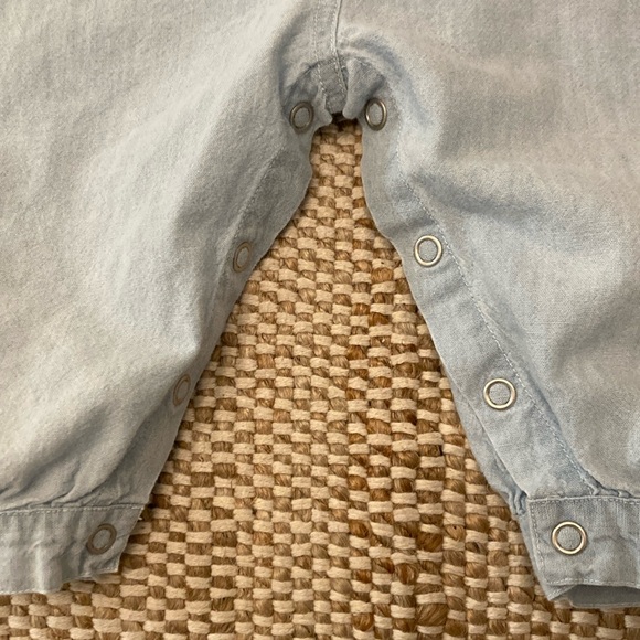 VNTG Chambray BabyGAP One Piece Cotton Jumpsuit w/Shoes 6-12 Month - Picture 3 of 14